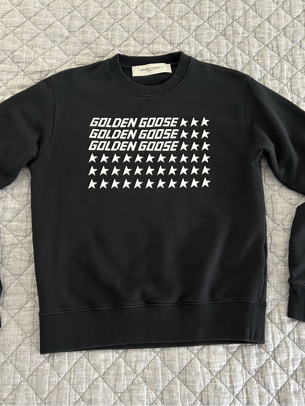 Golden Goose Black Archibald Golden Flag Unisex Sweatshirt Size S Made in Italy